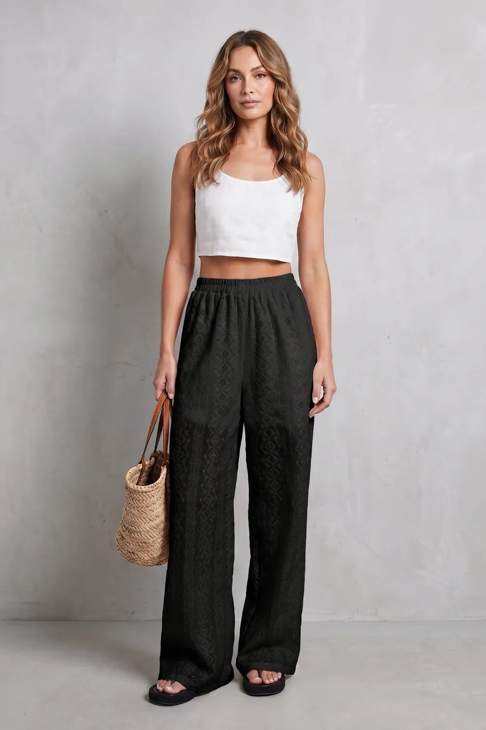 Broderie anglaise grace – Wide-leg trousers