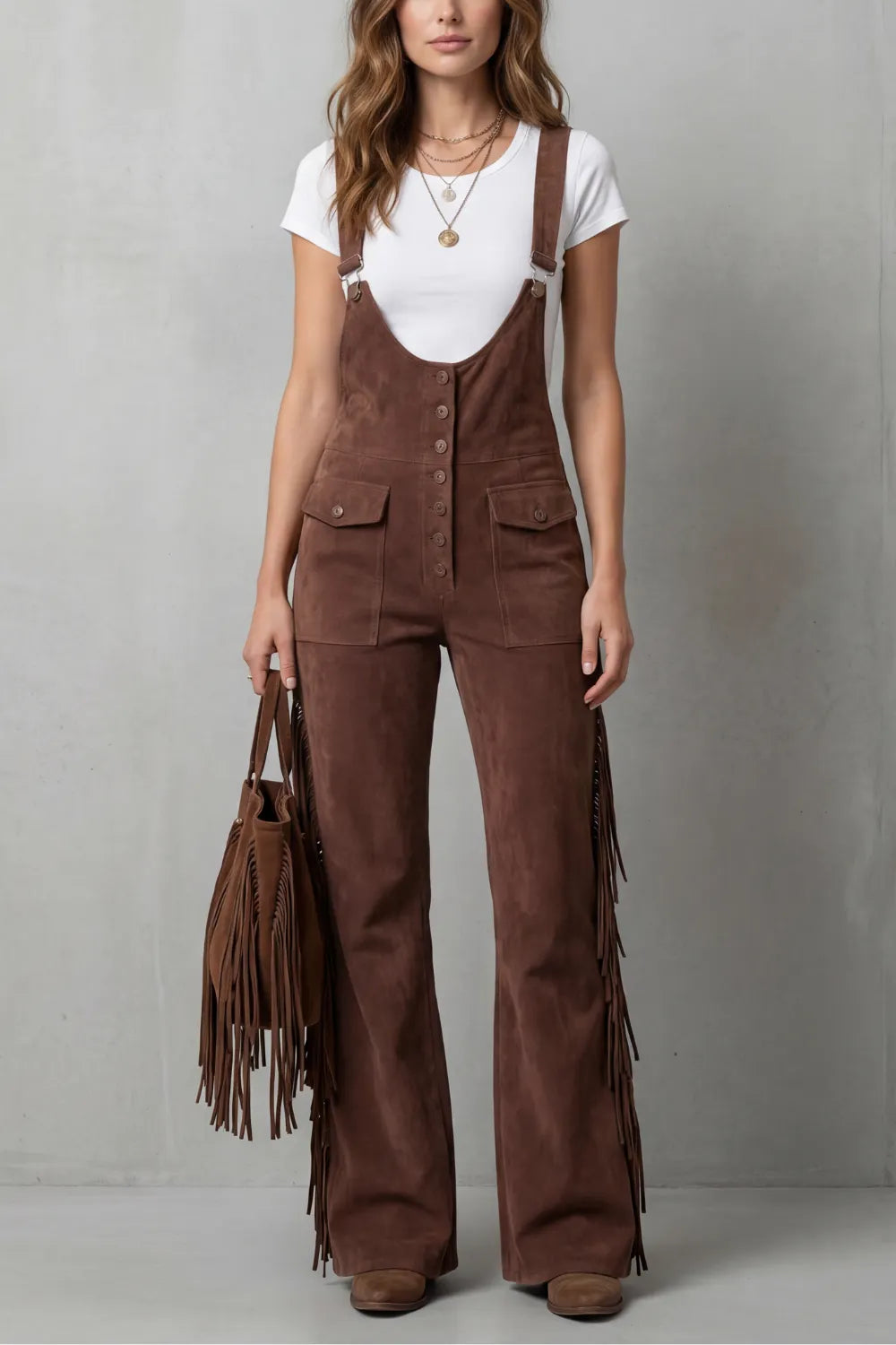 Western fringe detail – Flared overalls