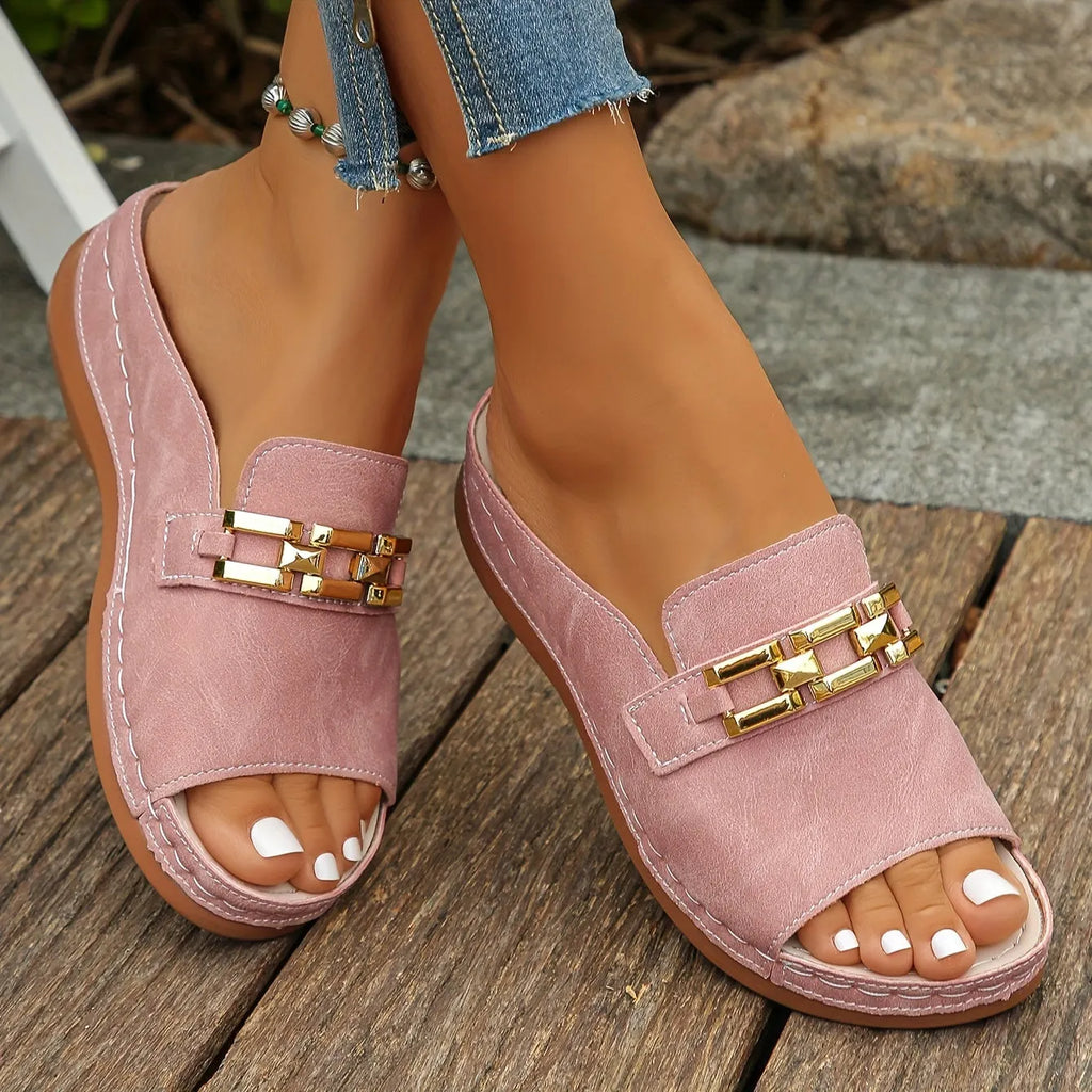 Newly upgraded women's wedge-heeled platform orthotic slippers