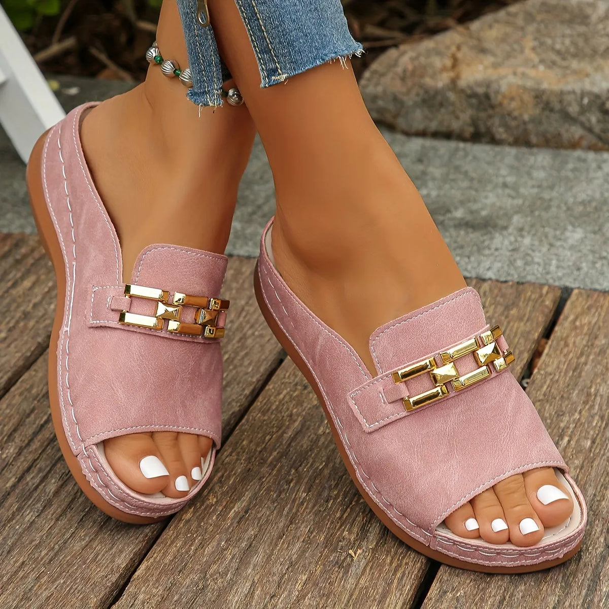 Newly upgraded women's wedge-heeled platform orthotic slippers