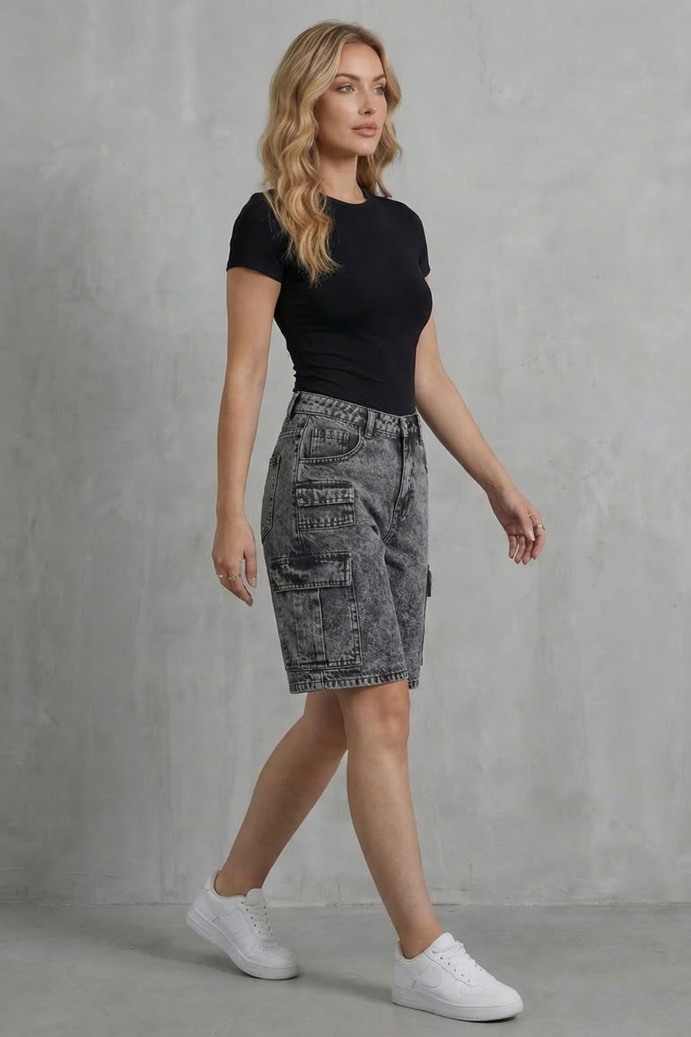 Washed utility style – Denim cargo shorts
