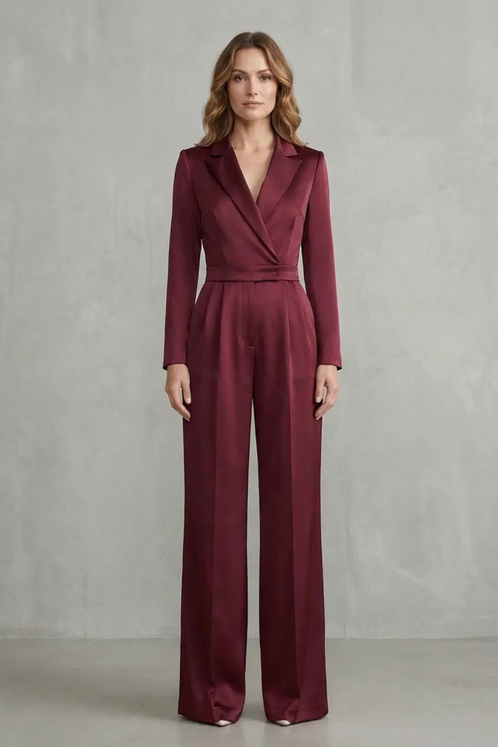 Slant-breasted Mid-waist Pantsuit – Elegant Commuter Jumpsuit