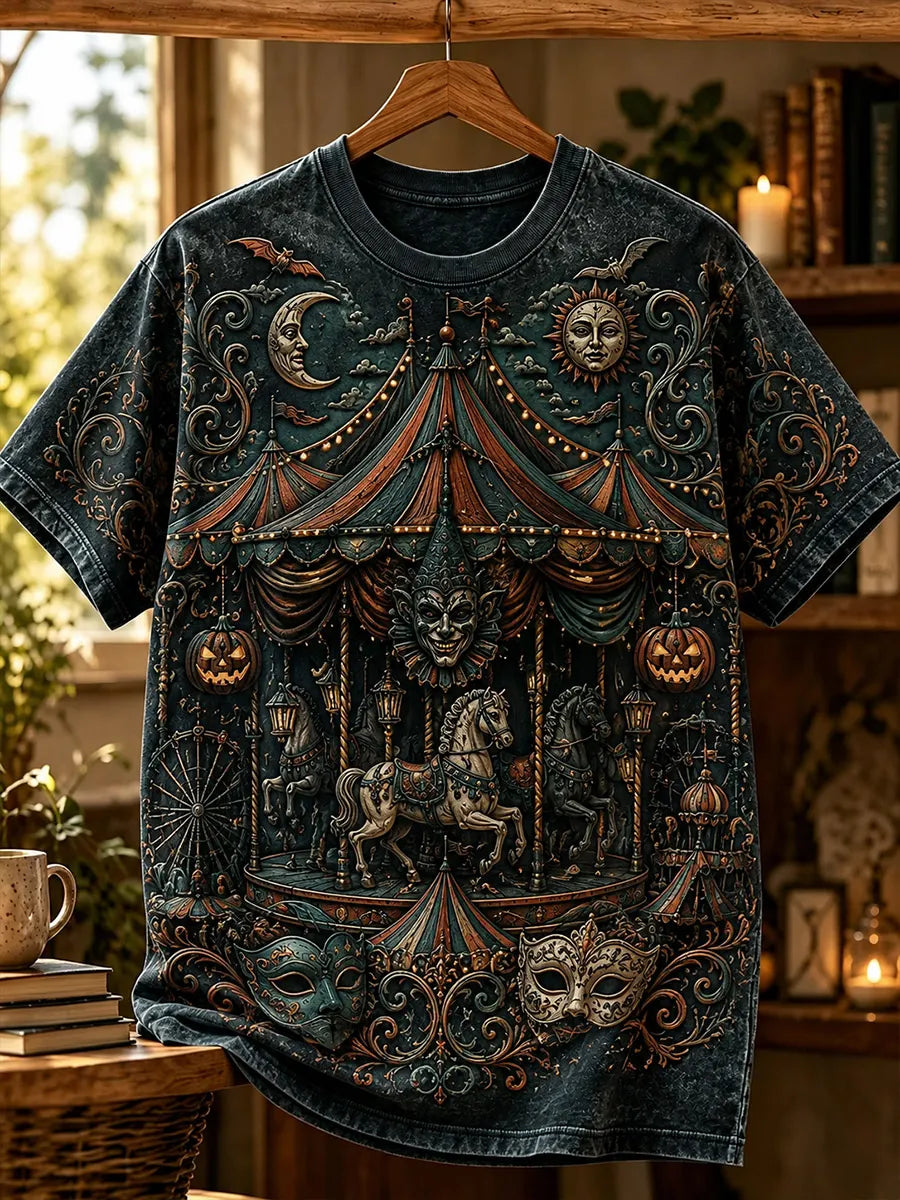 Retro Halloween Graphic Print Casual Short-Sleeve T-Shirt