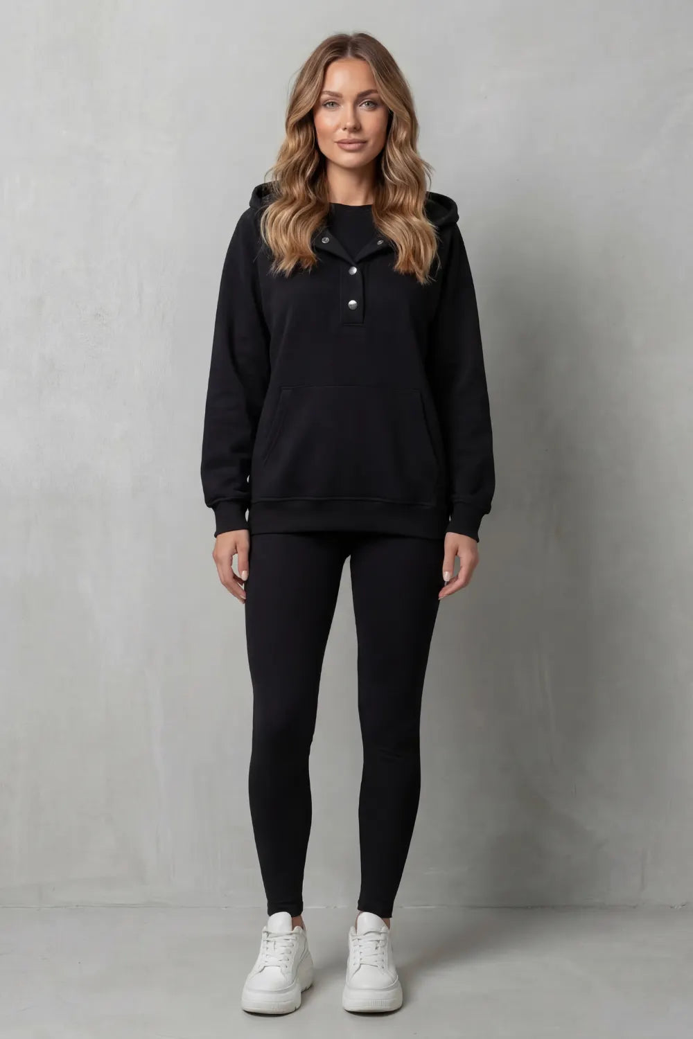 Button detail hoodie – Cozy Relaxed Set