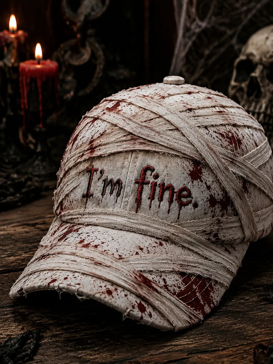 Retro Funny Halloween I'm Fine Art Print Casual Baseball Cap