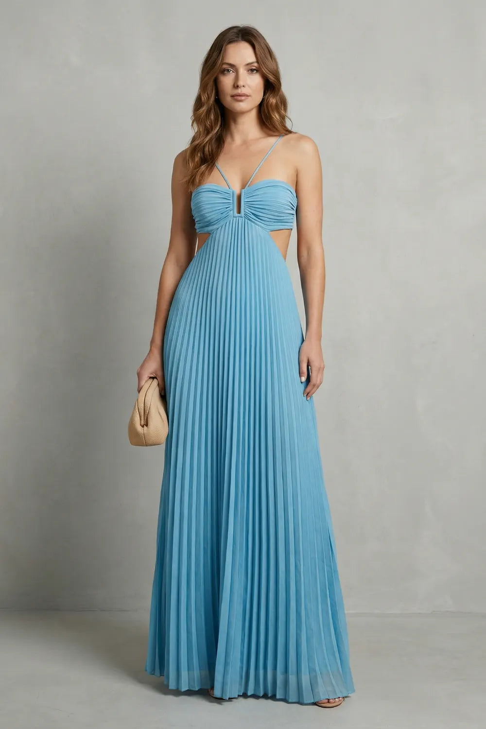 Pleated halter elegance – Maxi dress