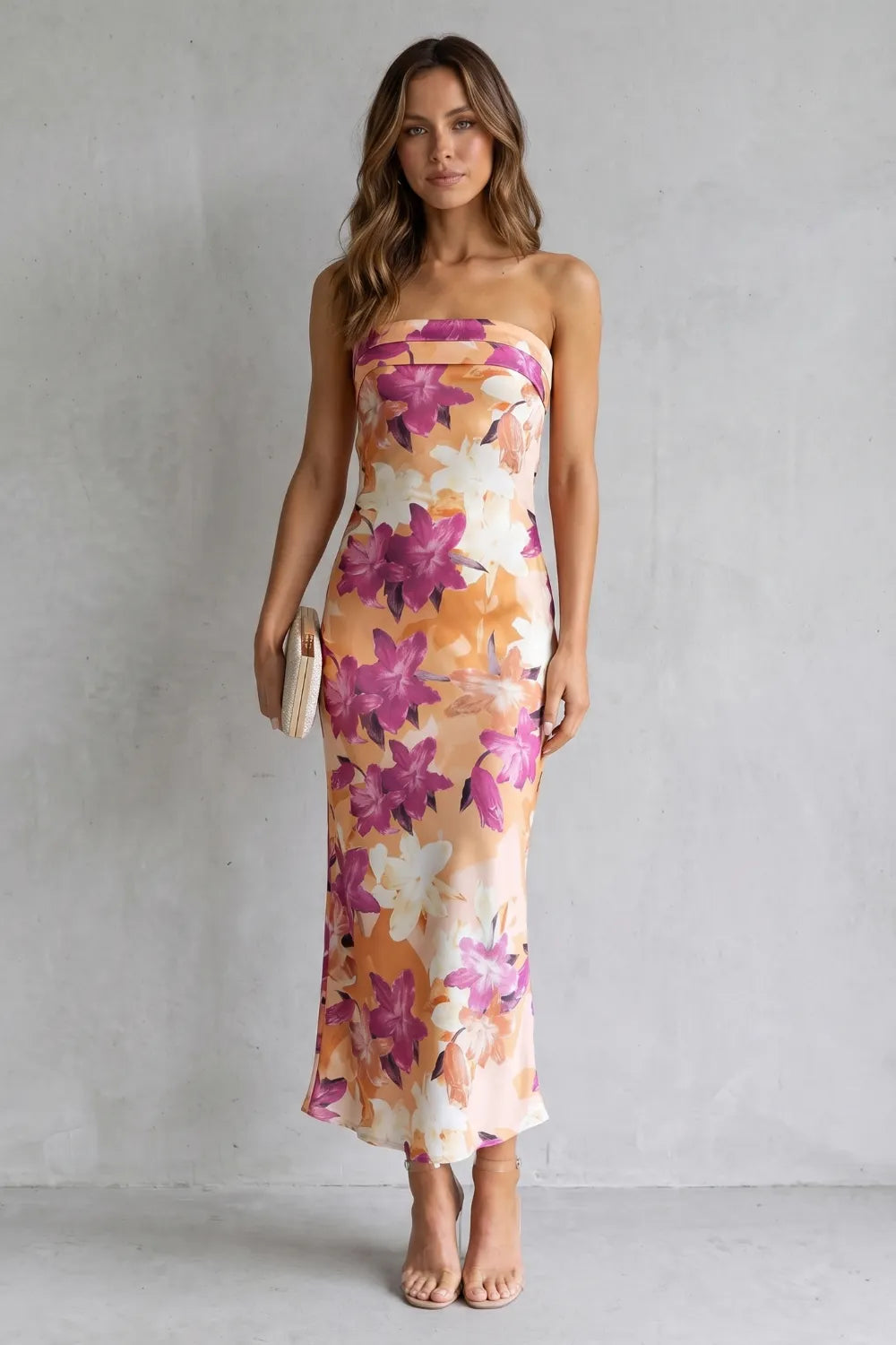 Strapless floral elegance – Maxi dress