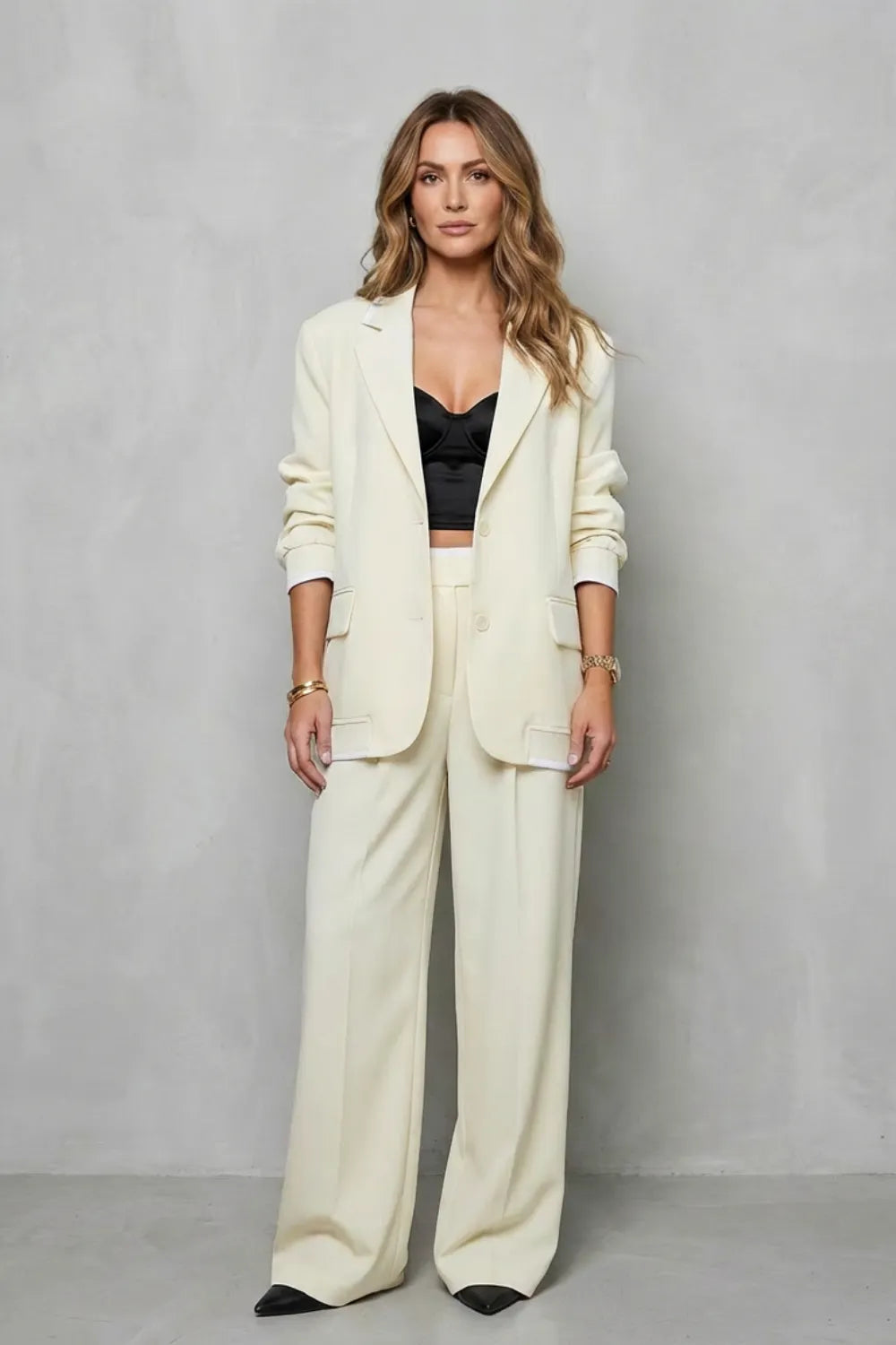 Elegant Wide-Leg Pantsuit Set – Two-Piece Power Look