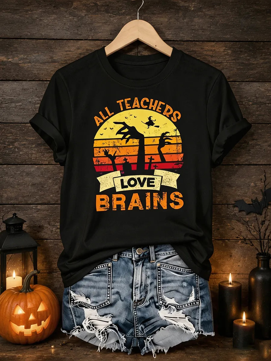 Women's Halloween Funny Print Casual T-Shirt