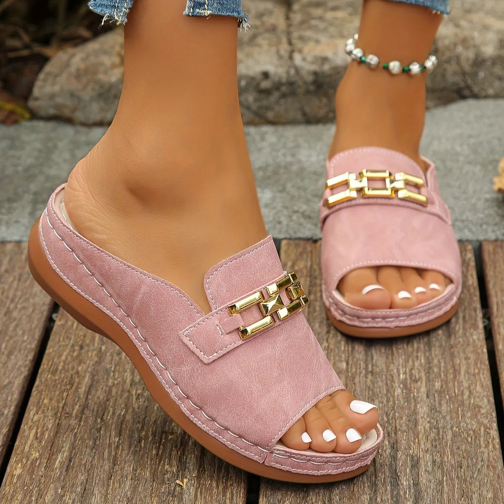 Newly upgraded women's wedge-heeled platform orthotic slippers