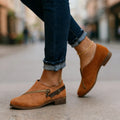 Women Casual Retro Round Toe Low Heel Zipper Boots