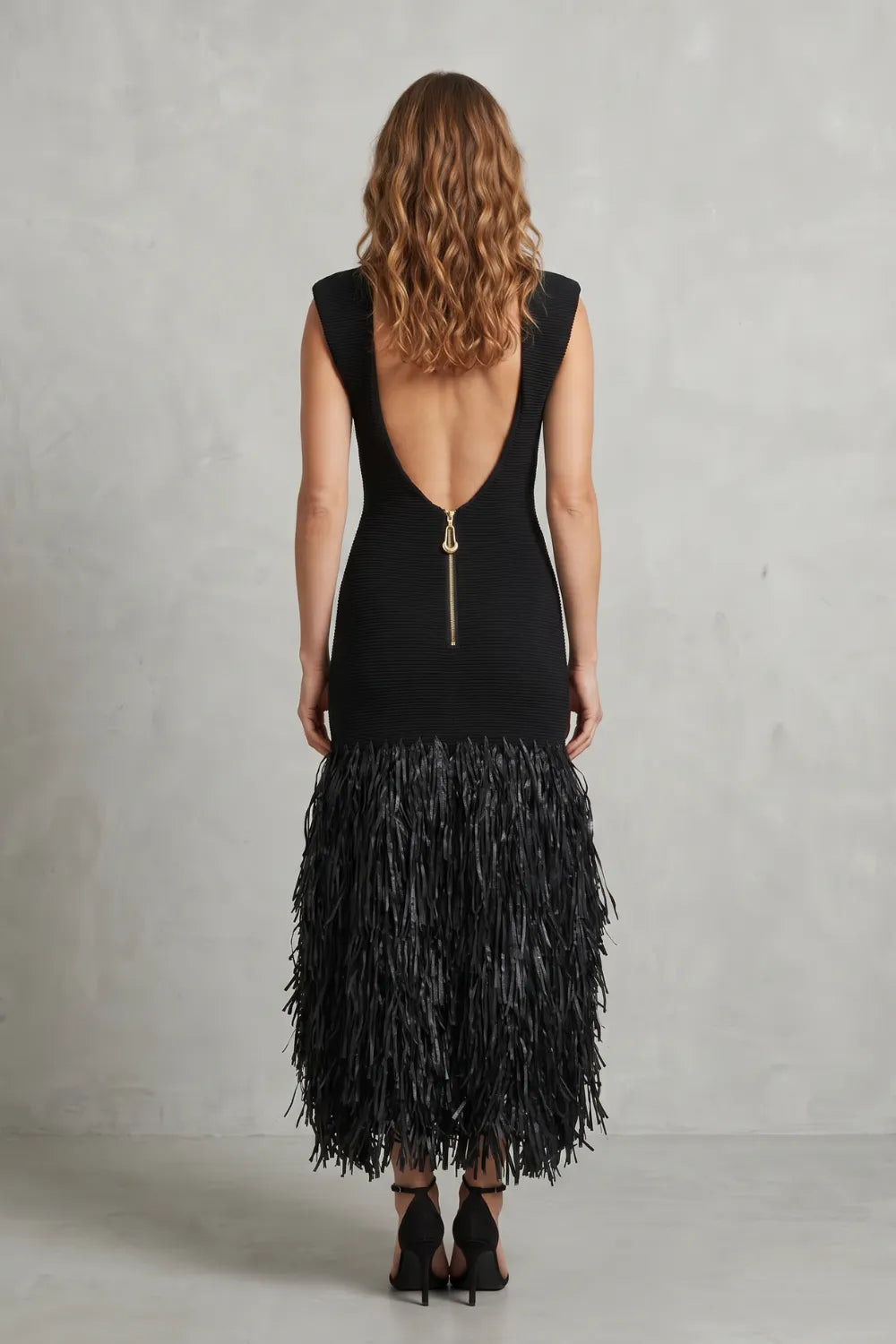 Raffia fringe elegance – Midi dress