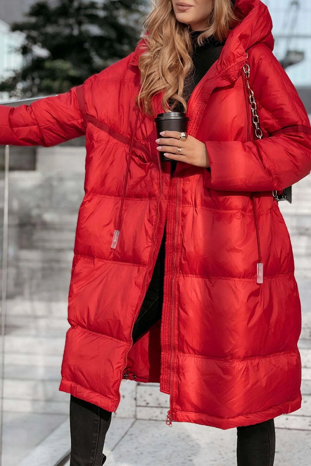 Women's Hooded Long Sleeve Mid-length Cotton Coat