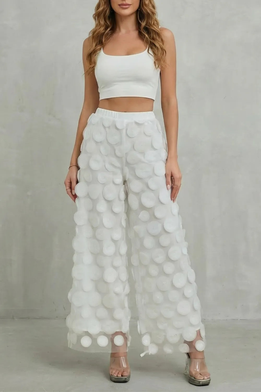 3D circle appliqué – Wide-leg trousers