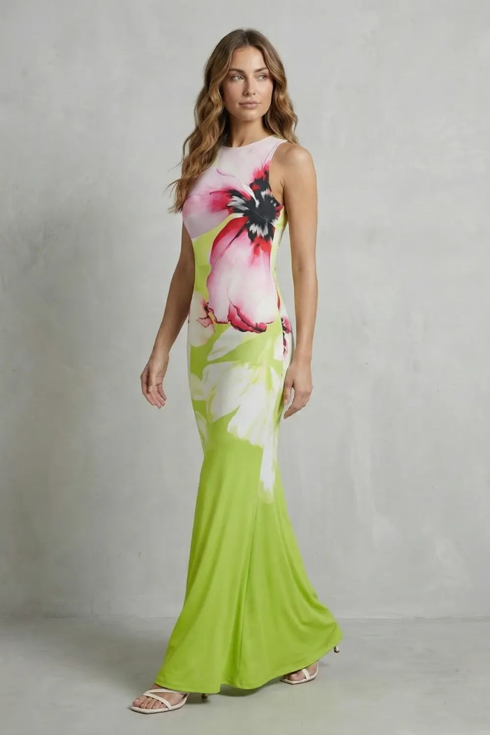 Artistic floral print – Fishtail maxi dress