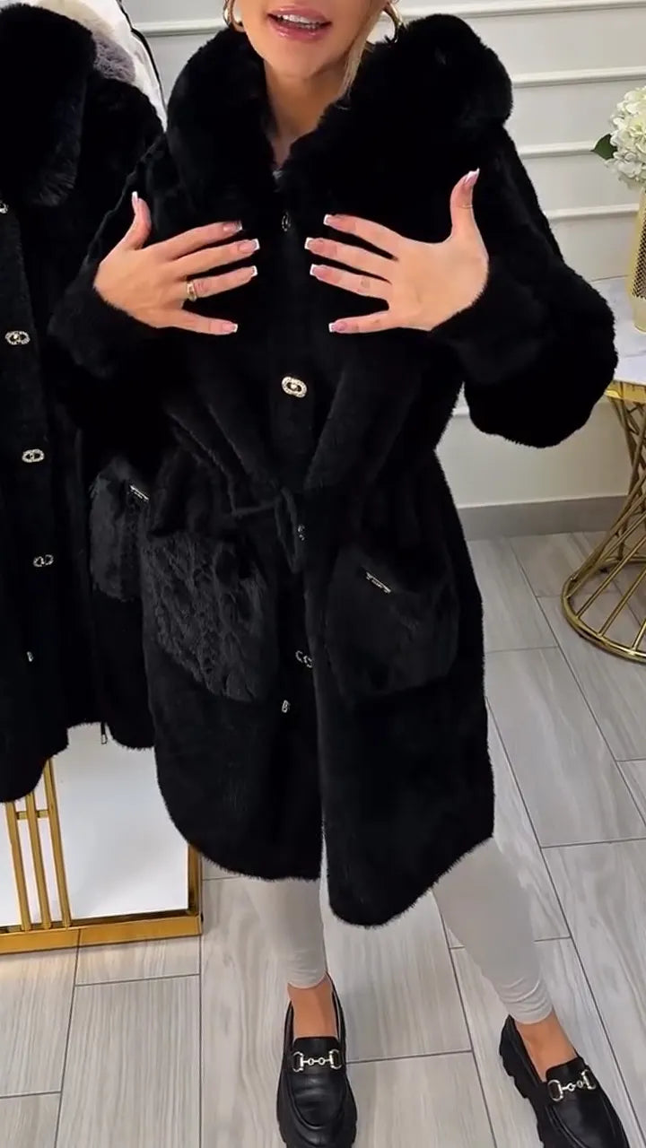 Women Fur Collar Plush Casual Coat