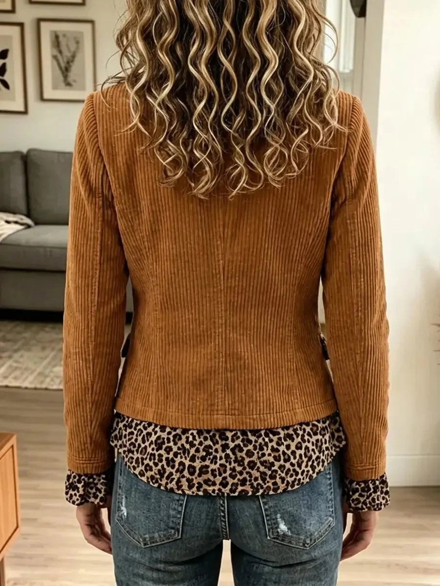 Retro Western Leopard Pattern Art Patchwork Casual Stylish Long Sleeve Coat