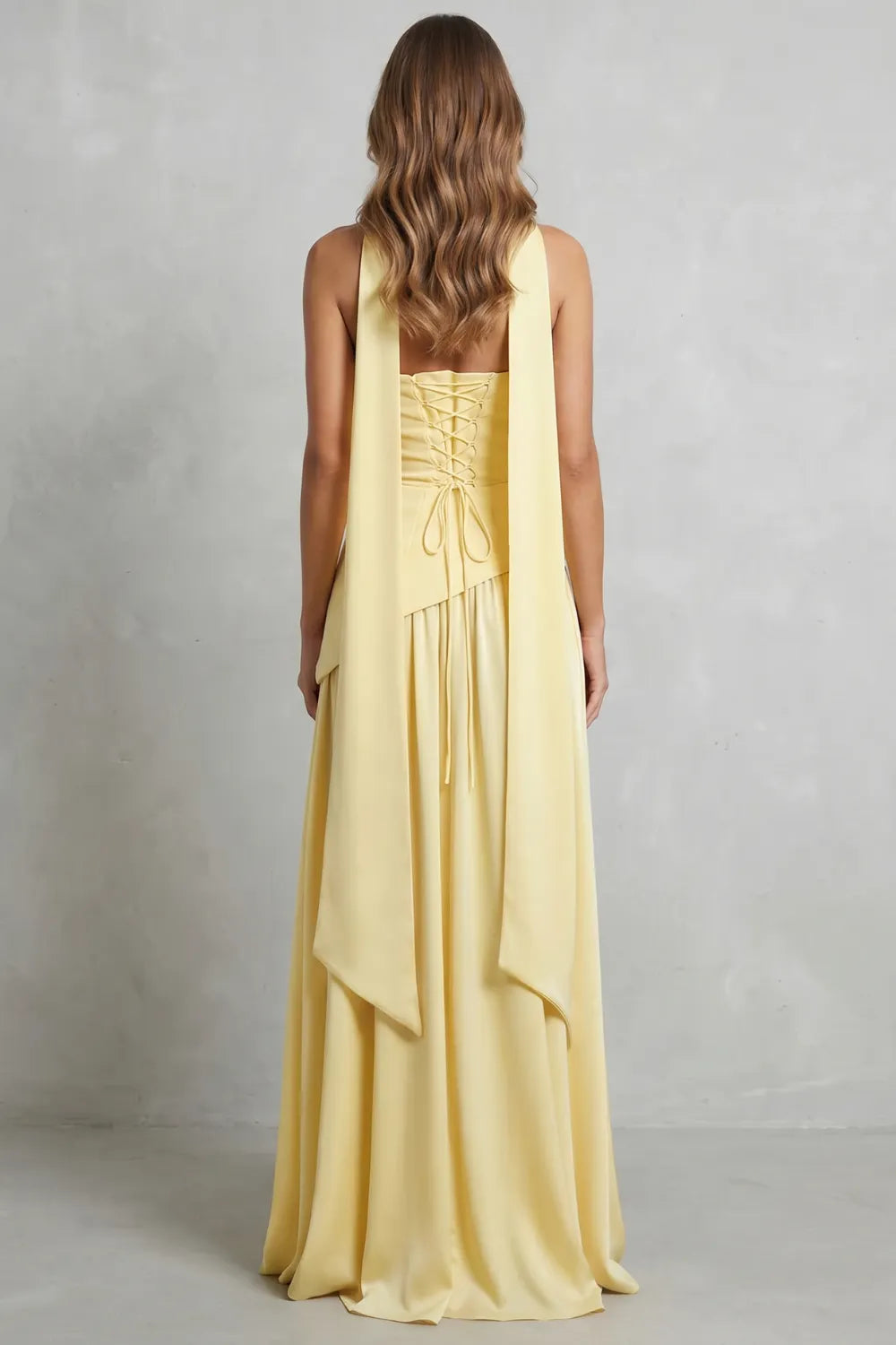 Sculpted draped slit – Strapless maxi dress