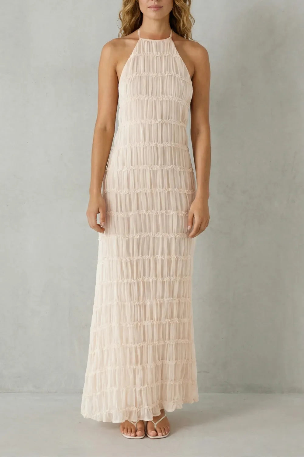 Modern texture – Women’s Backless Sculpted Texture Maxi Dress