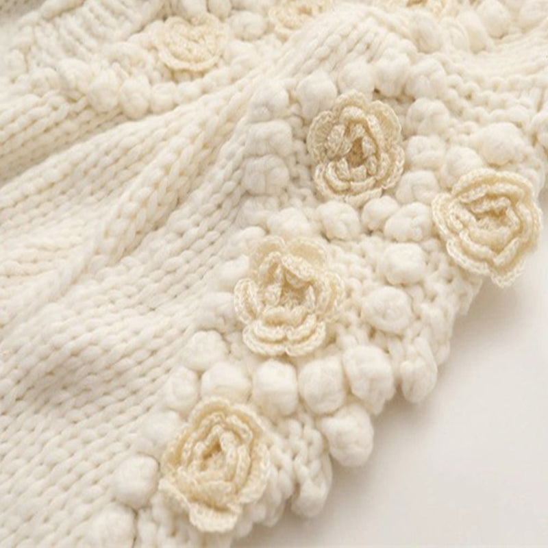 Women's Vintage Bohemian Floral Embroidery Art Aran Sweater Cardigan