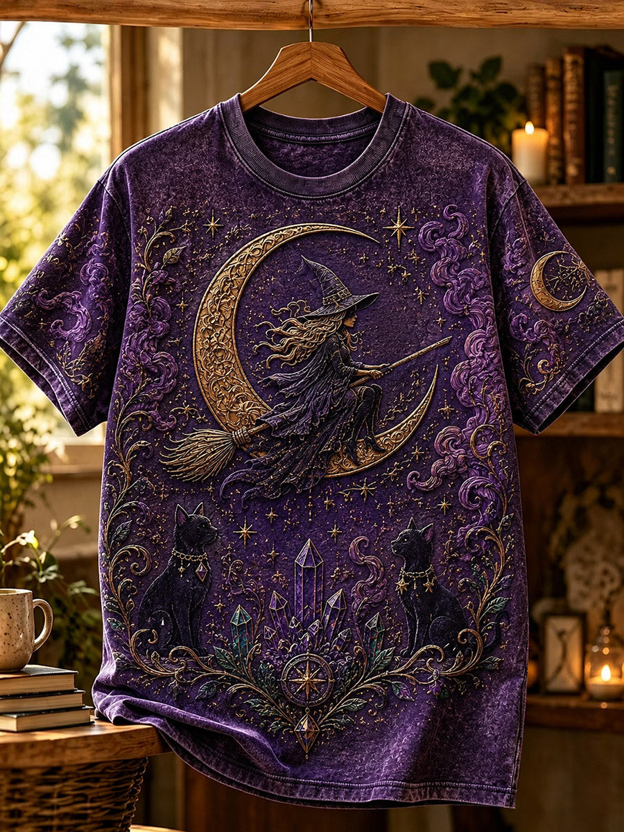Retro Halloween Graphic Print Casual Short-Sleeve T-Shirt