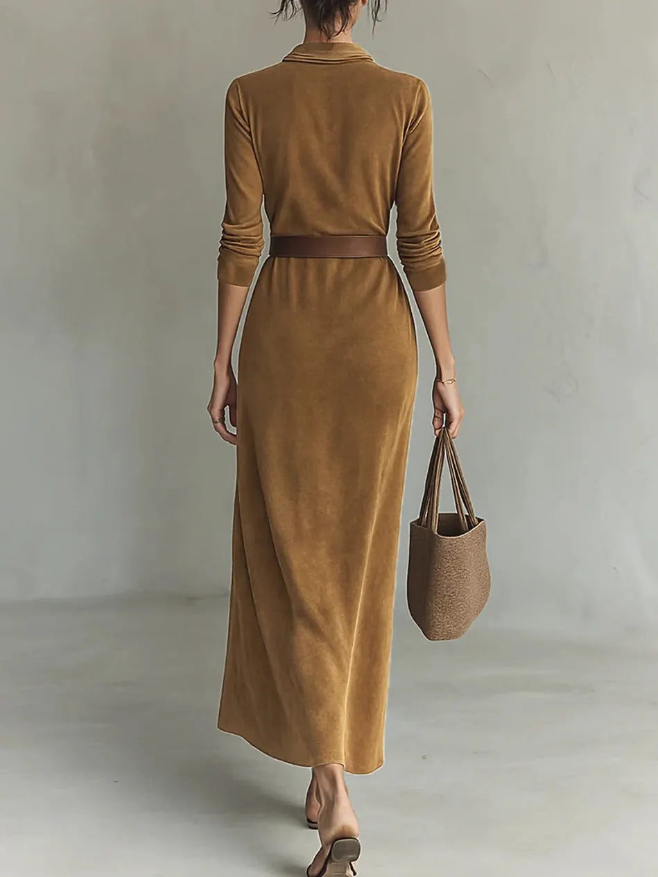 Célianne - Chic Suede Maxi Gown