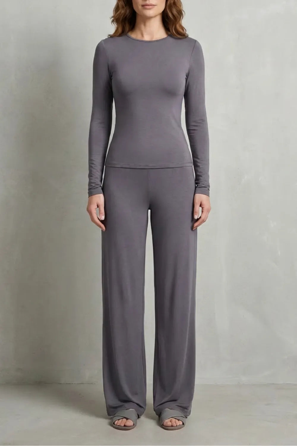 Sleek Simplicity – Pure Color Wide-Leg Pants Suit