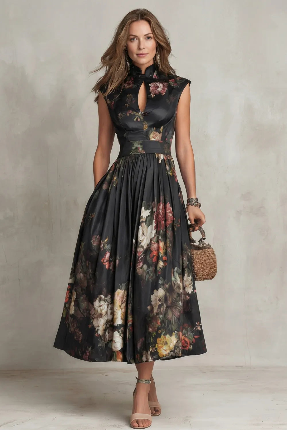 Vintage floral elegance – Midi dress