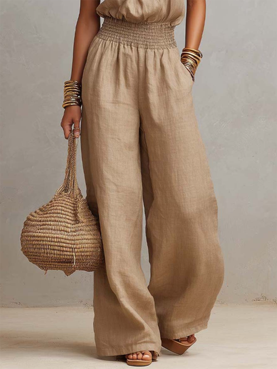 Stylish Boho Mock Neck High-waisted Jumpsuit