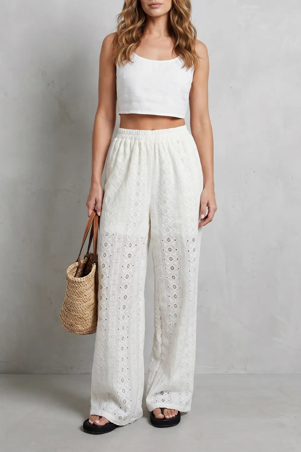 Broderie anglaise grace – Wide-leg trousers
