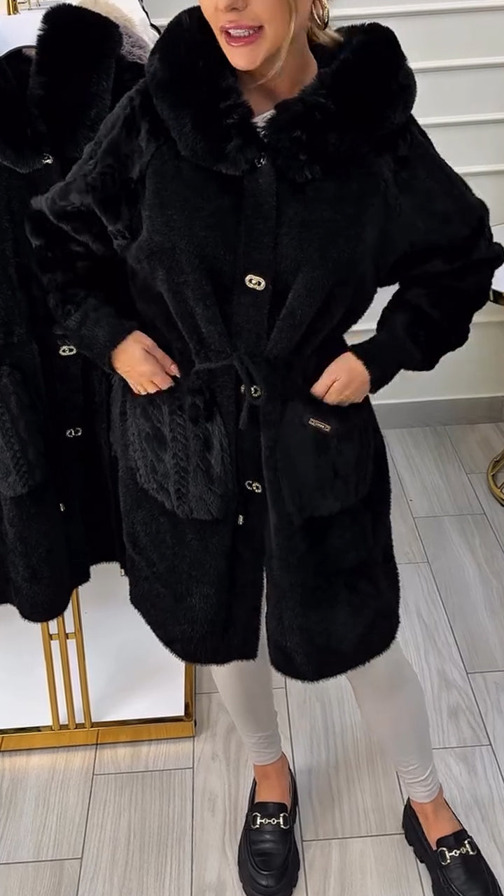 Women Fur Collar Plush Casual Coat