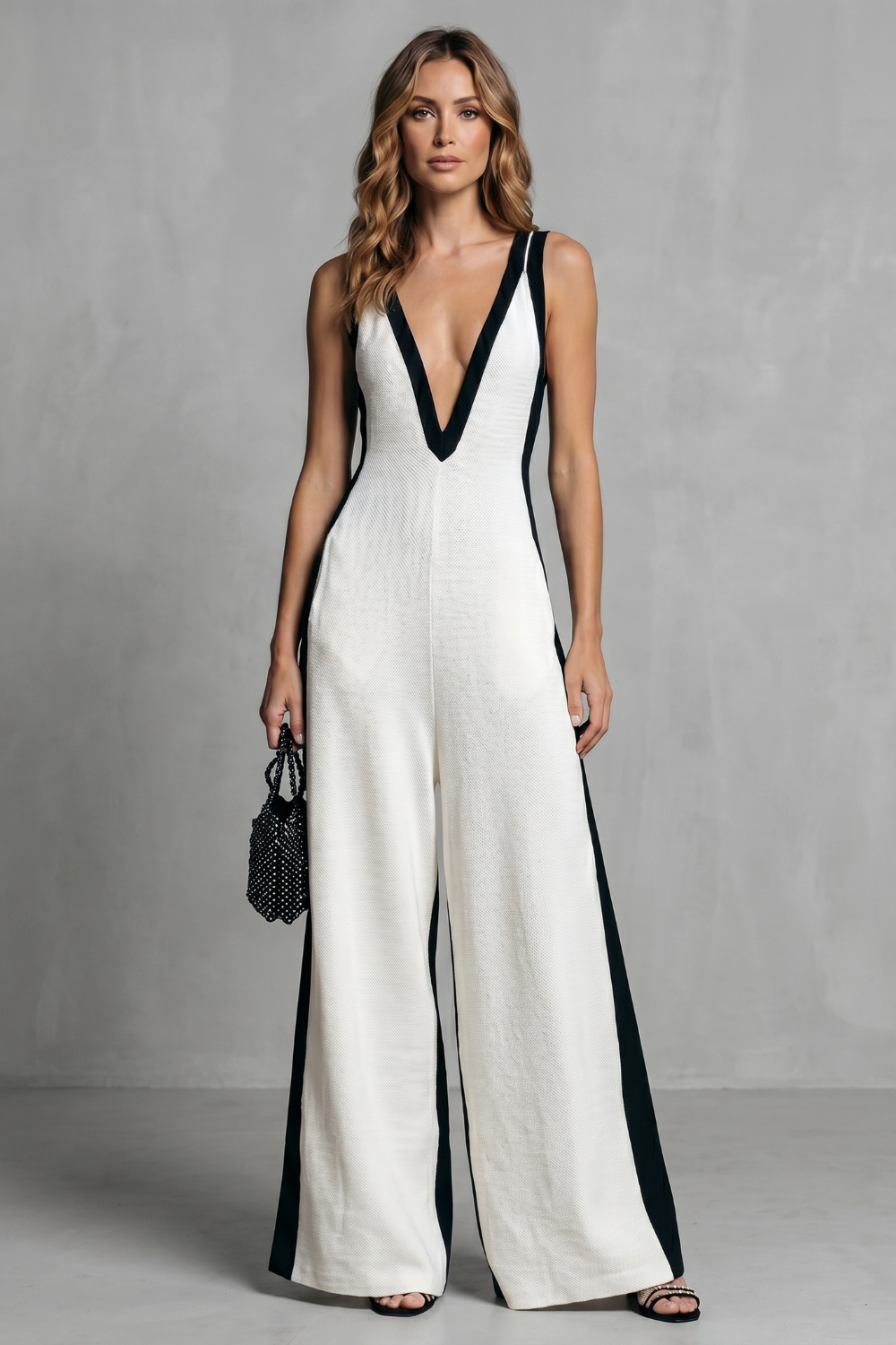Striking contrast design – Wide-leg jumpsuit
