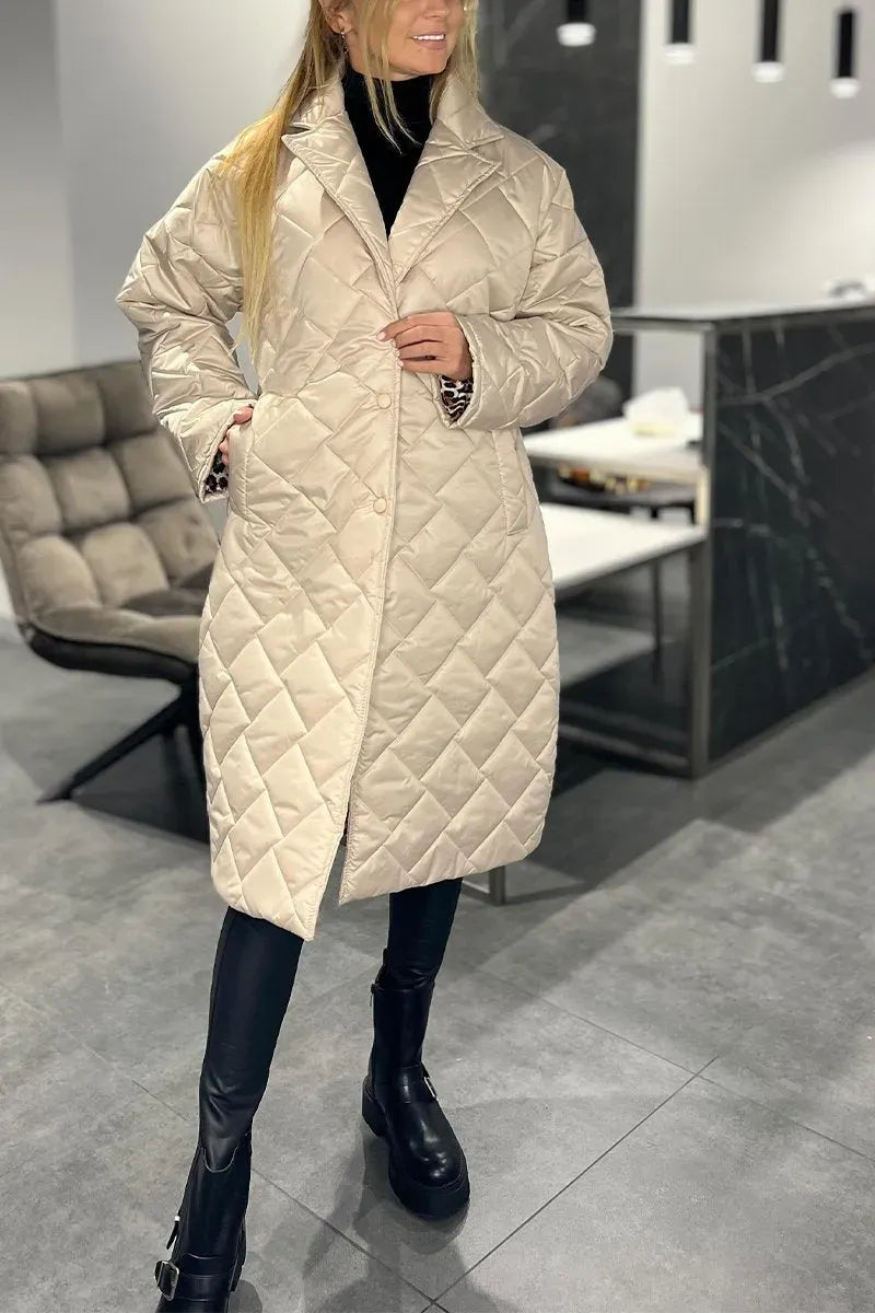 ✨Women's Casual Lapel Mid-length Cotton Coat 🧥