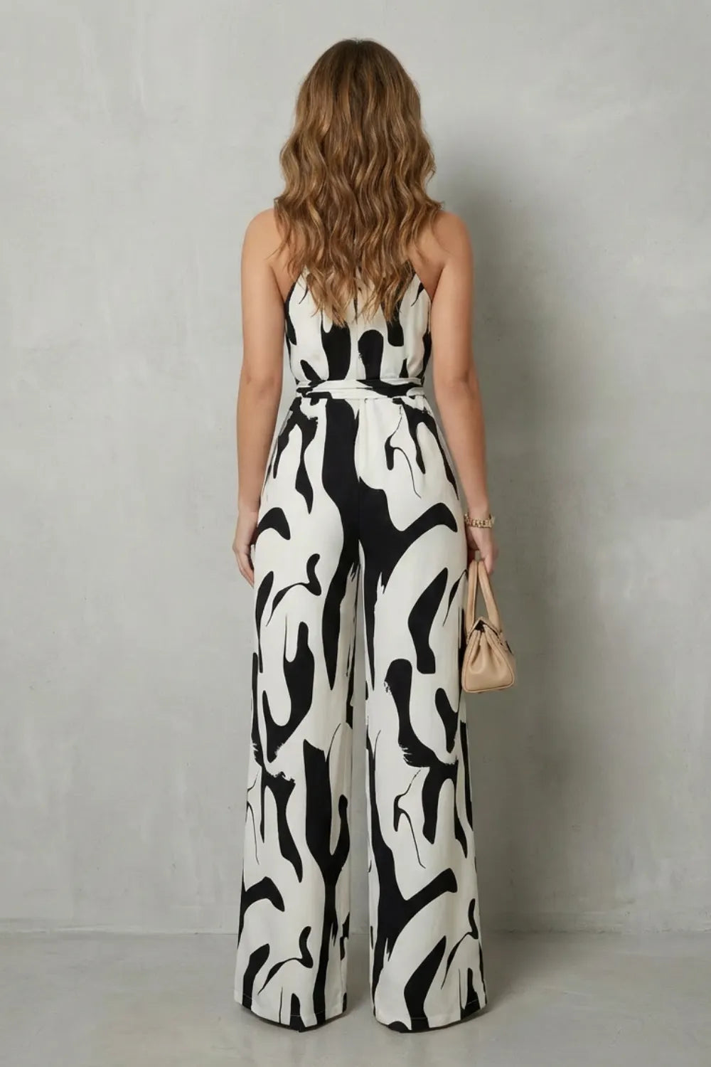 Abstract print halter – Wide-leg jumpsuit