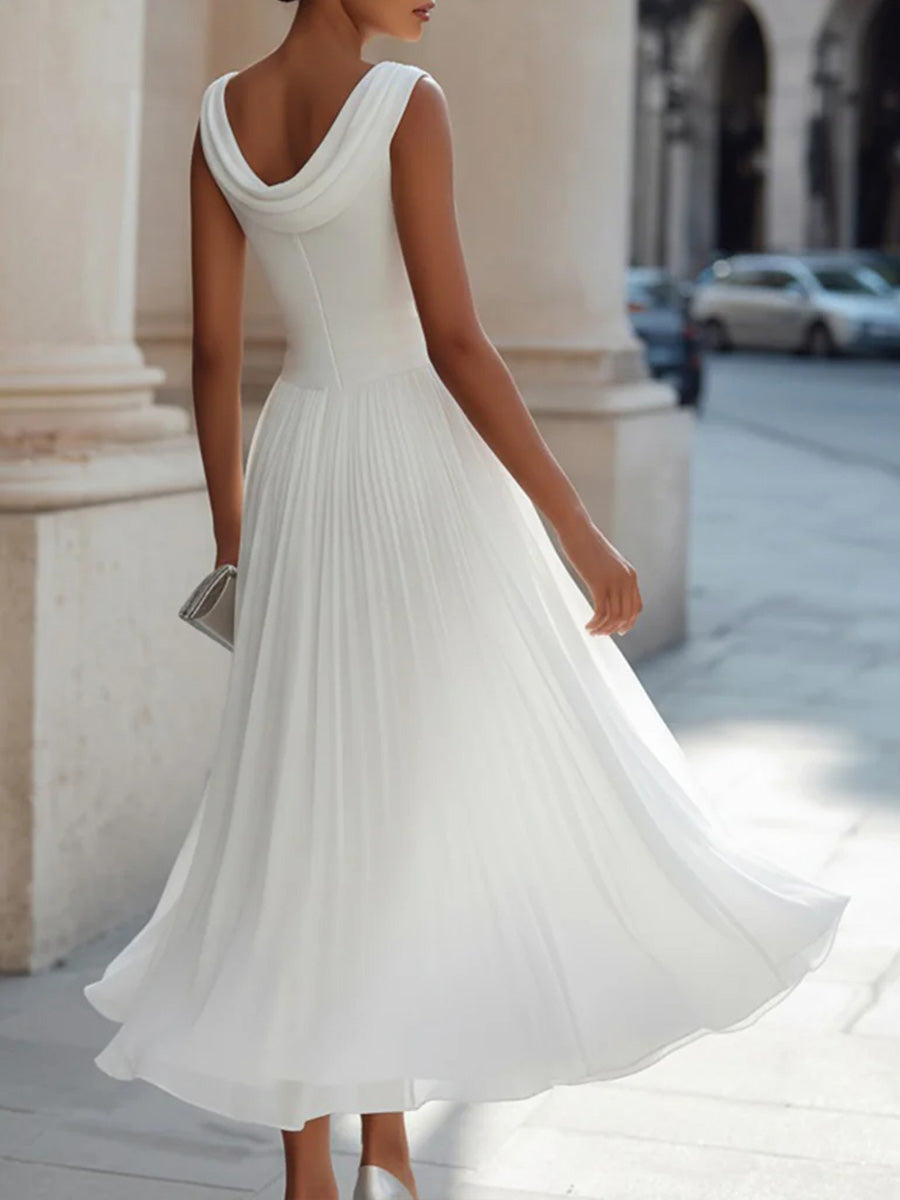 Women's Solid Color Round Neck Sleeveless Casual Loose A-line Dress