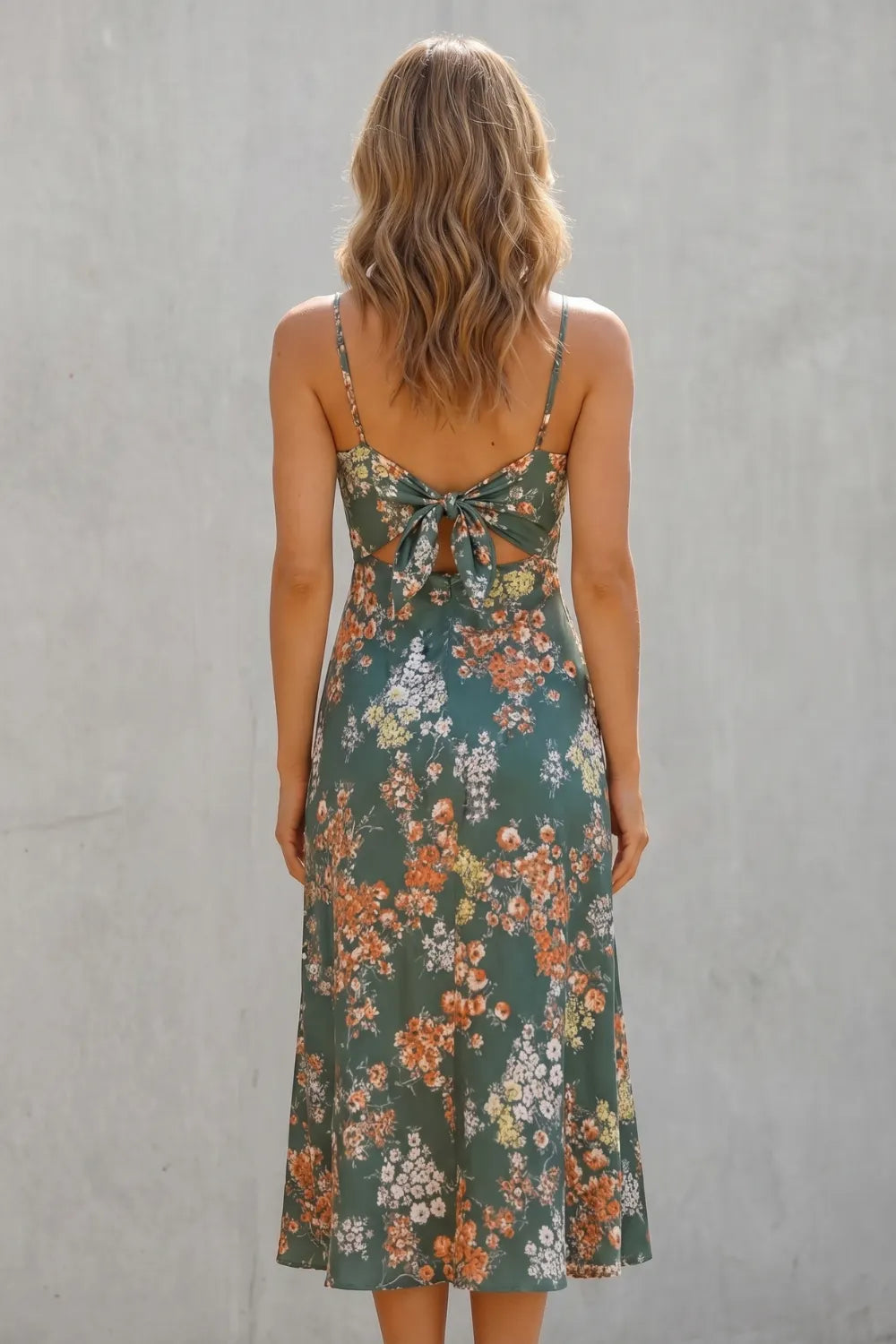 Floral tie-front allure – Midi dress