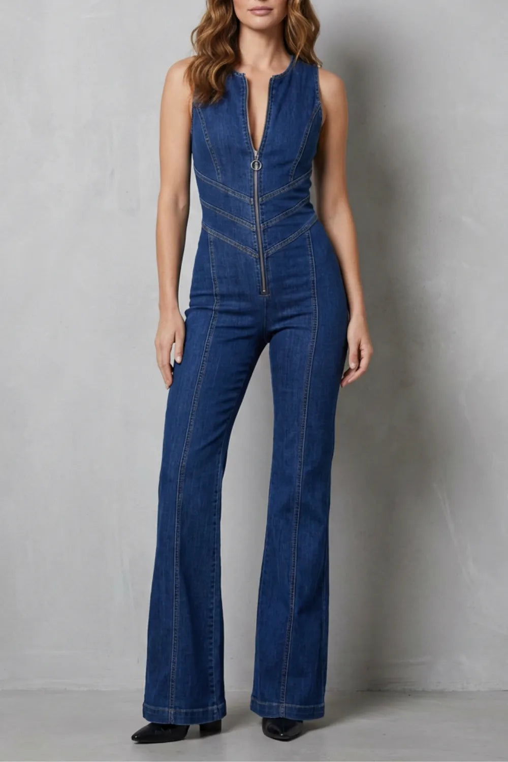 Zip front sculpt – Denim jumpsuit