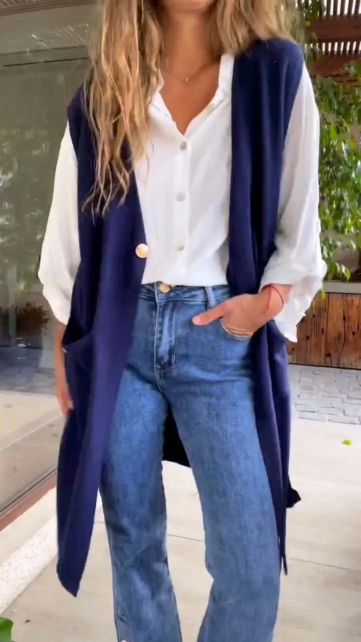 Women's Casual Solid Tank Cardigan