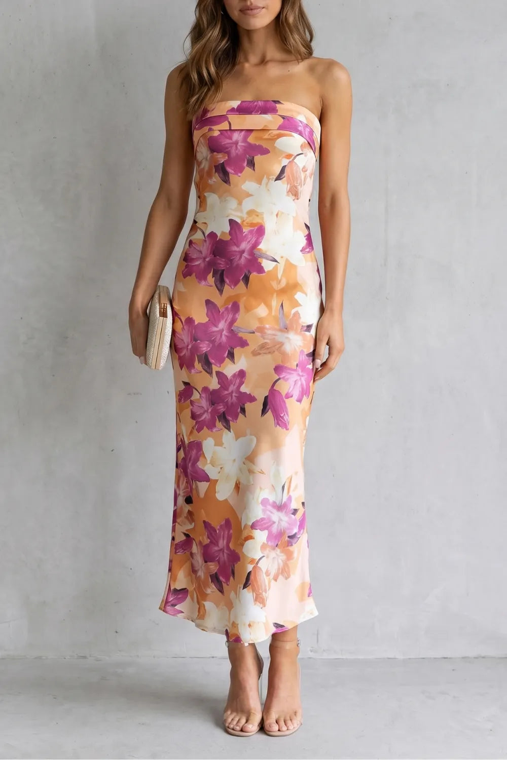 Strapless floral elegance – Maxi dress
