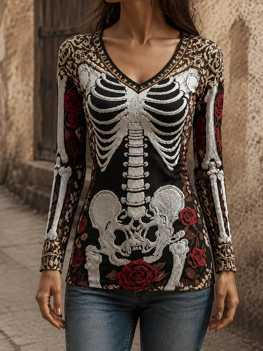Halloween Art Print Casual Long-Sleeve Top