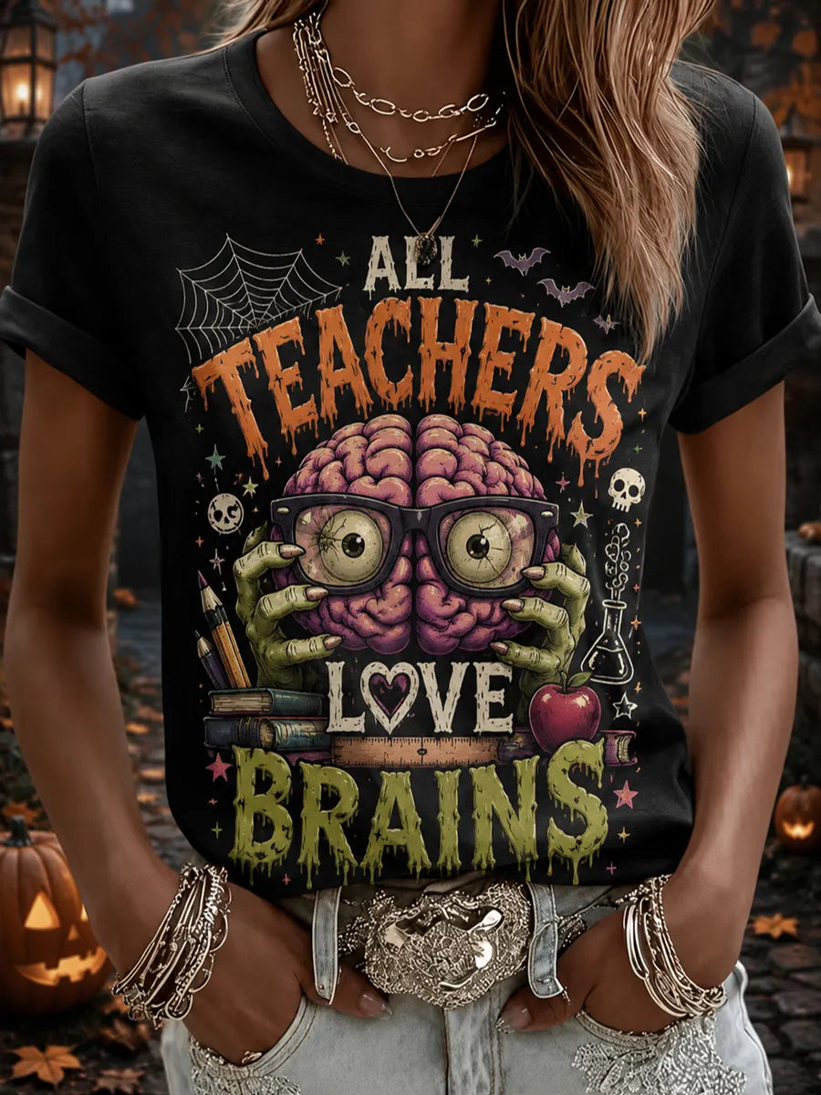 Women's Halloween Funny Print Casual T-Shirt