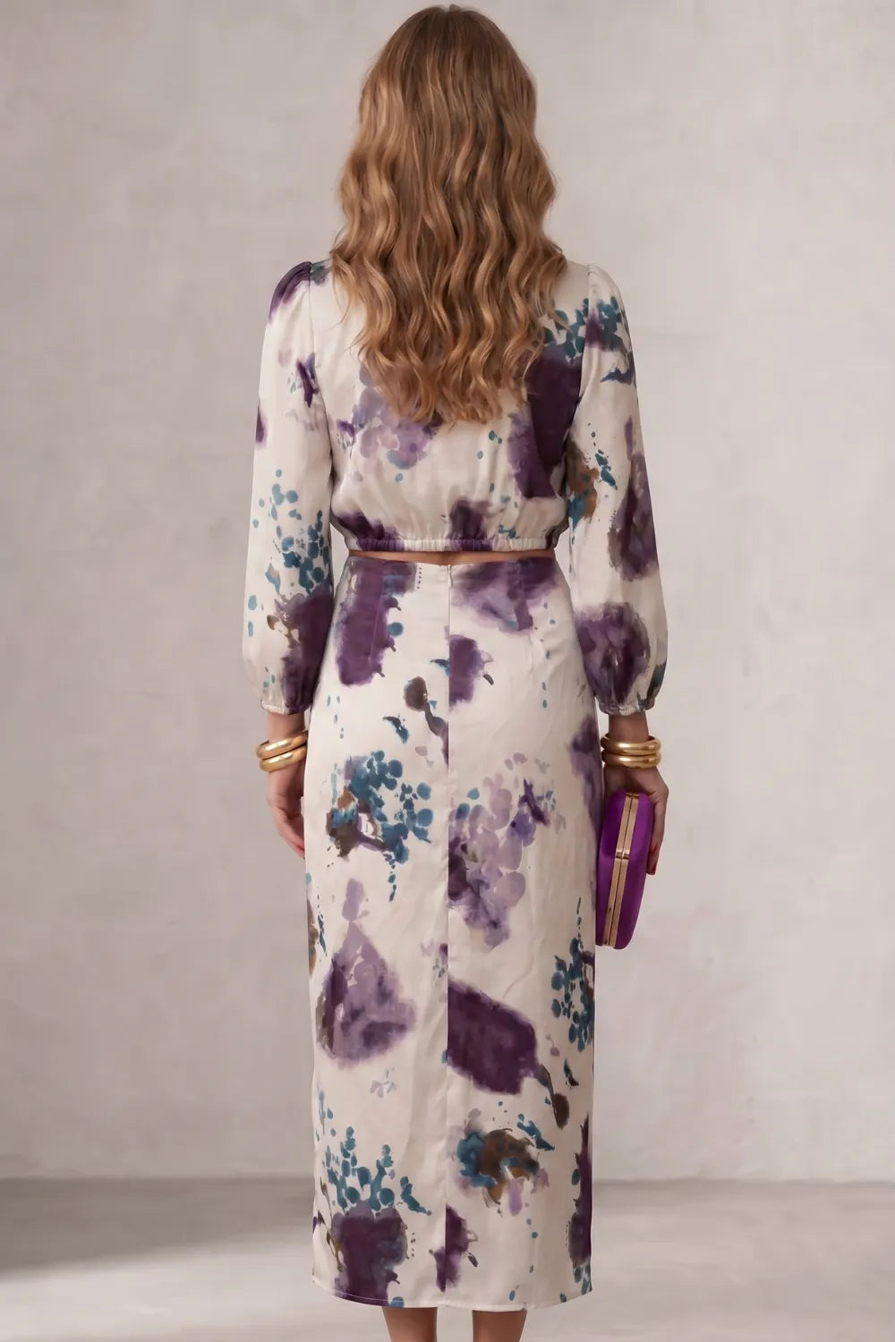 Watercolour floral elegance – Blouse & skirt set