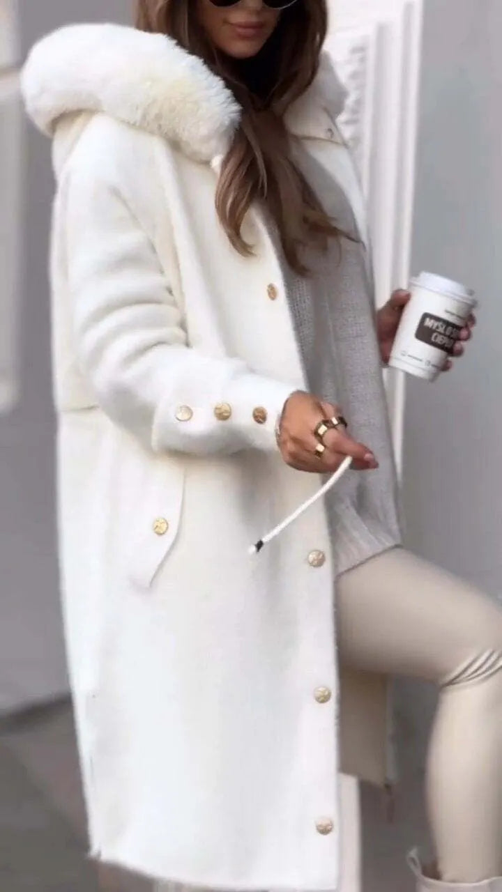 Winter Solid Color Zip-up Hooded Warm Coat