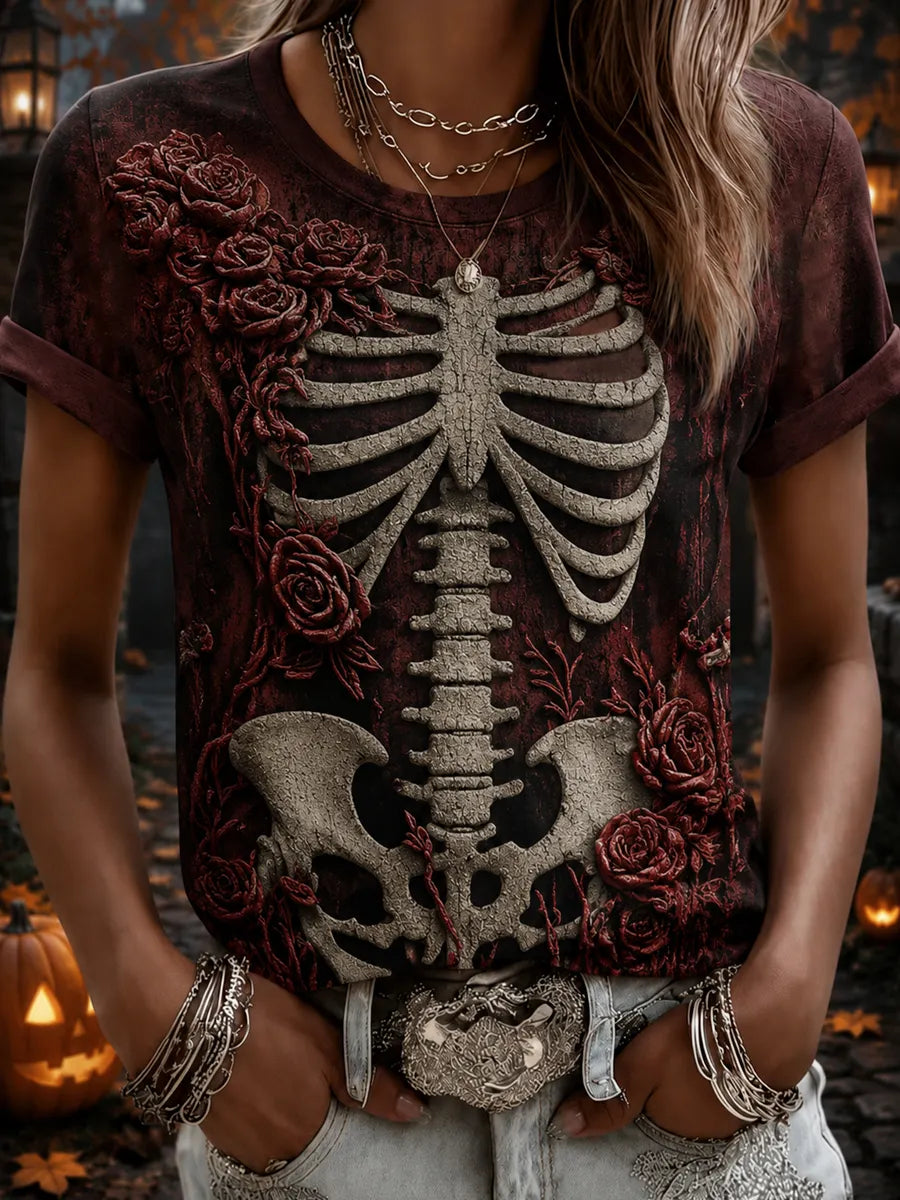 Women's Halloween Funny Print Casual T-Shirt