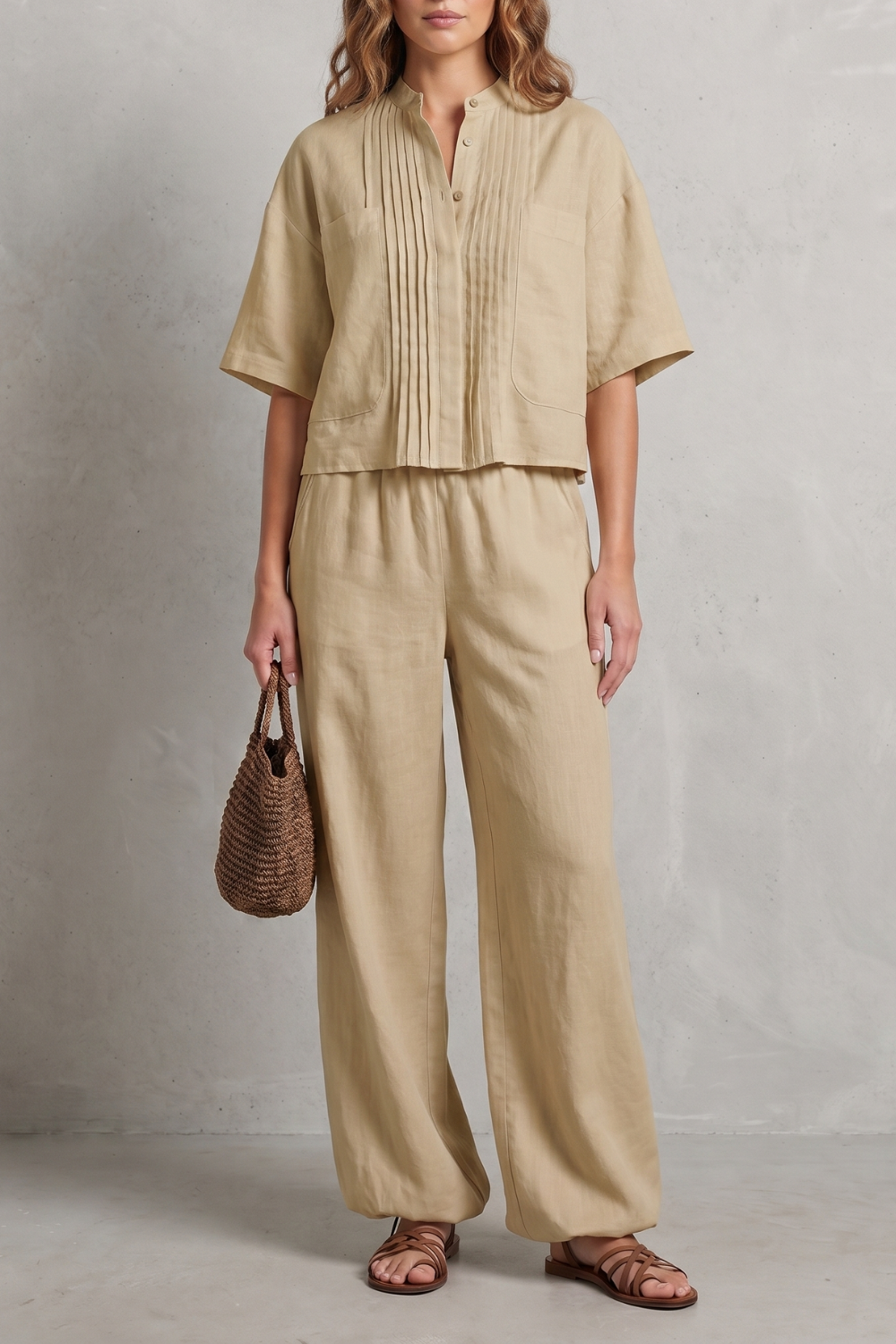 Breezy pleated elegance – Trouser set