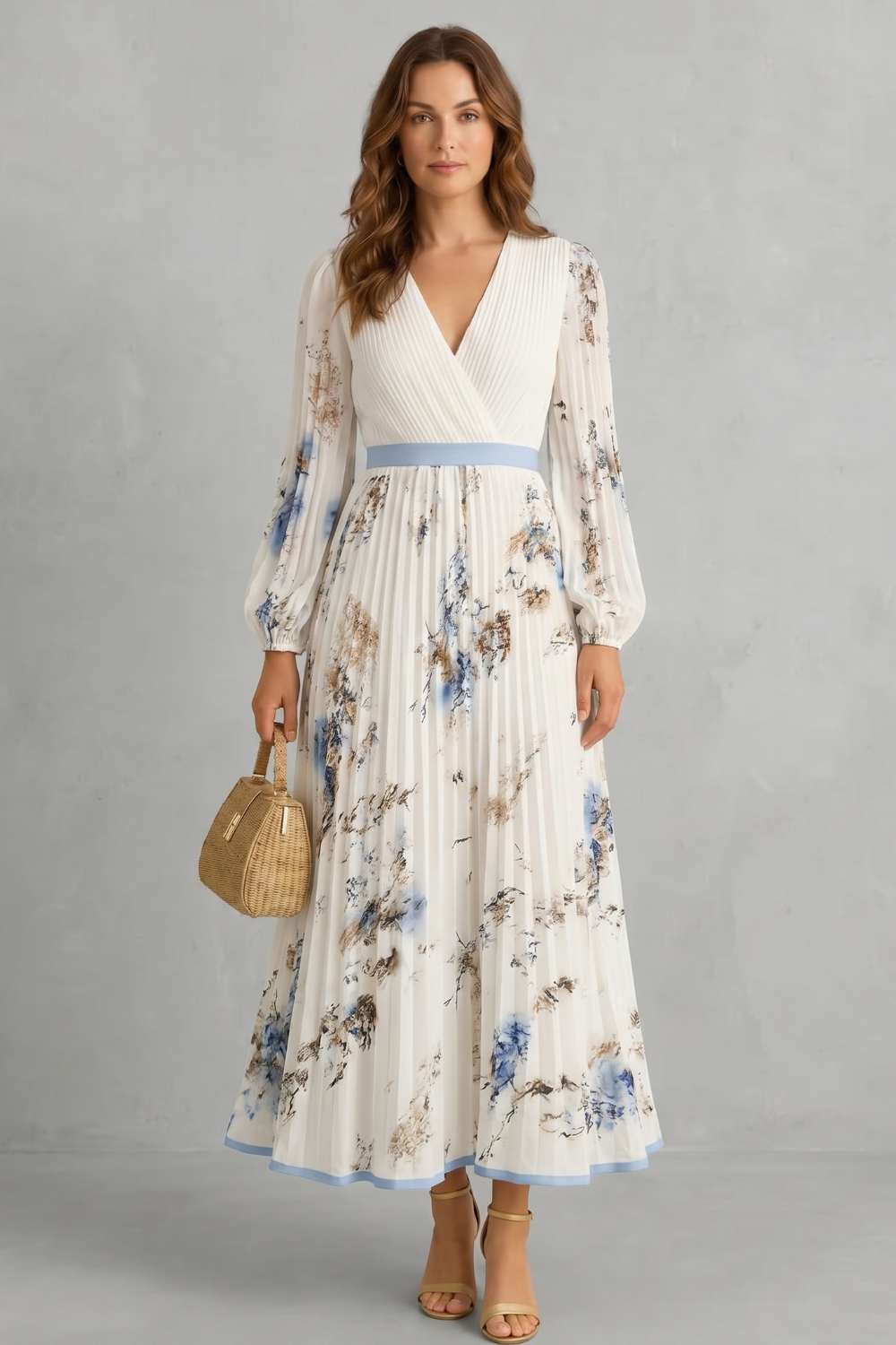 Romantic pleats – Floral maxi dress