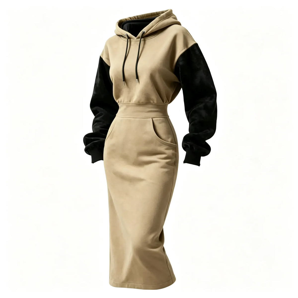Women's Vintage Western Suede Hooded Long High Waist Hooded Dress