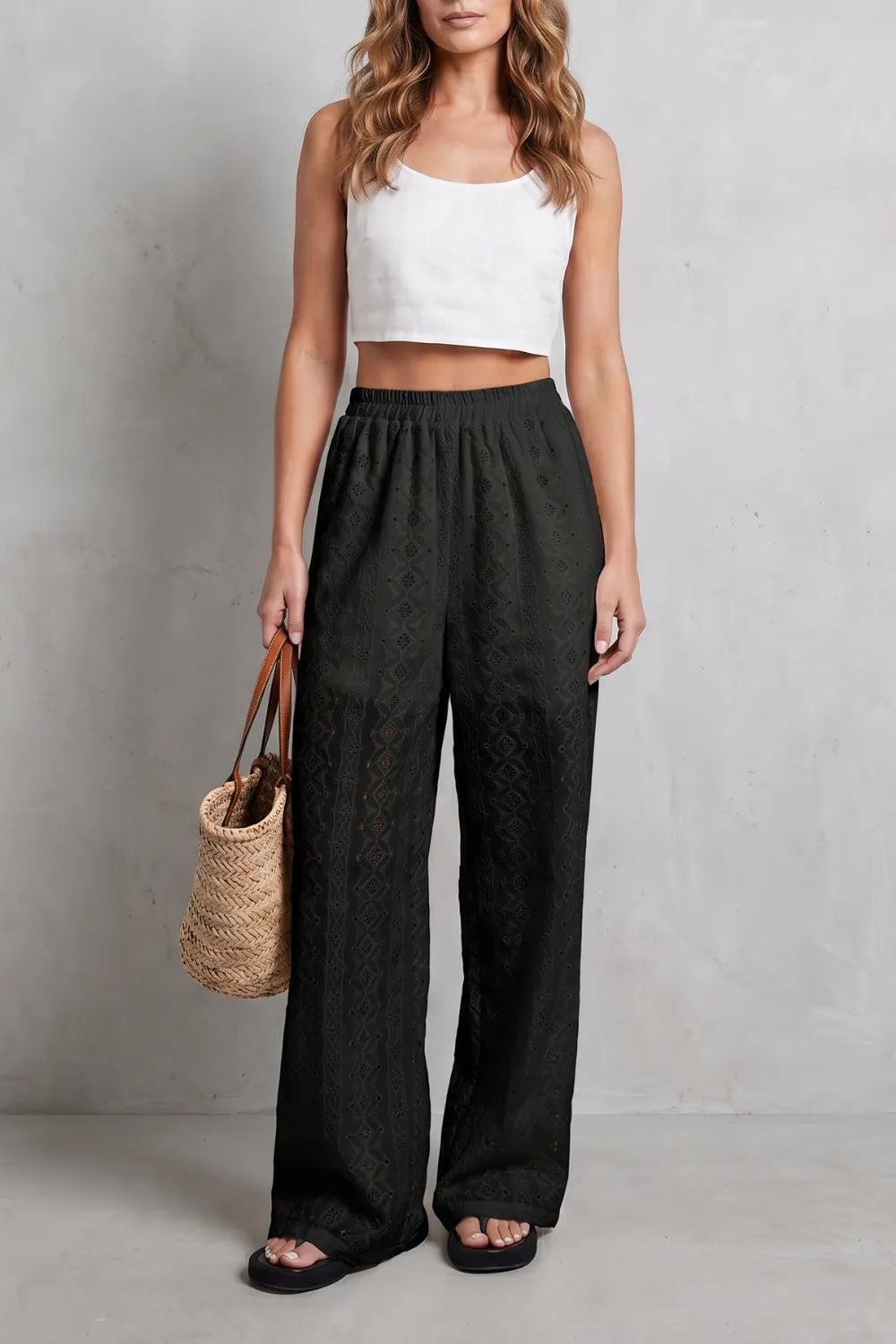 Broderie anglaise grace – Wide-leg trousers