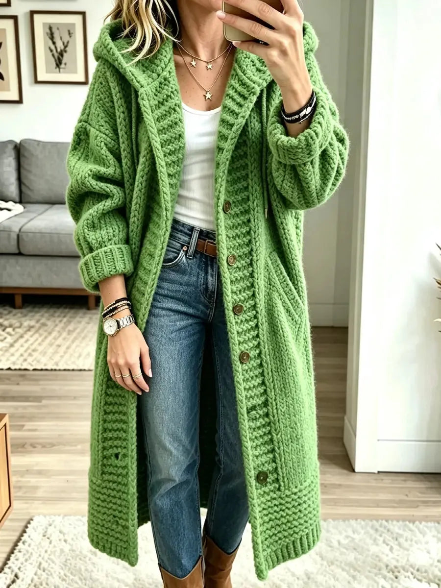 Women’s Vintage Hooded Long Knit Cardigan