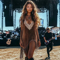 Vintage Bohemian Style Women's Suspender Dress Velvet V-neck Outdoor Country Retro Dress Party Sexy Dress